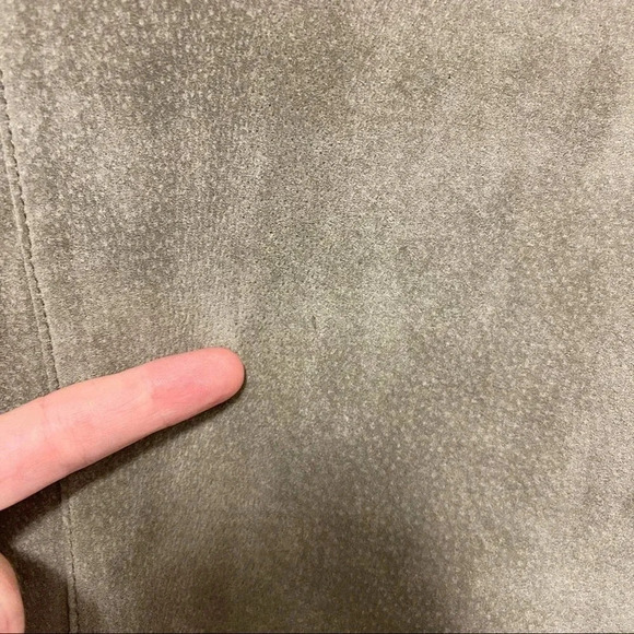 Ecru 100% Suede Collarless Blazer - Drawstring Peplum Waist - Business Casual - Picture 7 of 7